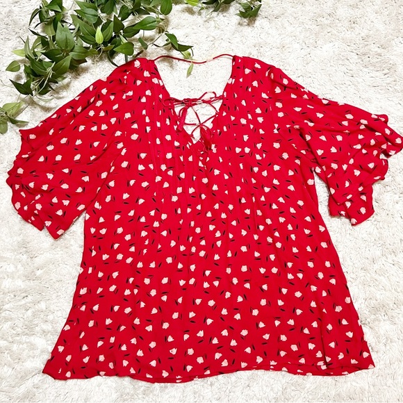 Billabong Ray Of Light Flutter Sleeve Blouse Womans Top Size Large NWT - Picture 3 of 14